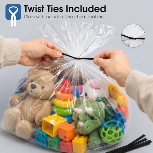 40x60 Open End Extra Large Storage Bags (50 Count) - 50 Black Ties Included - Image 3
