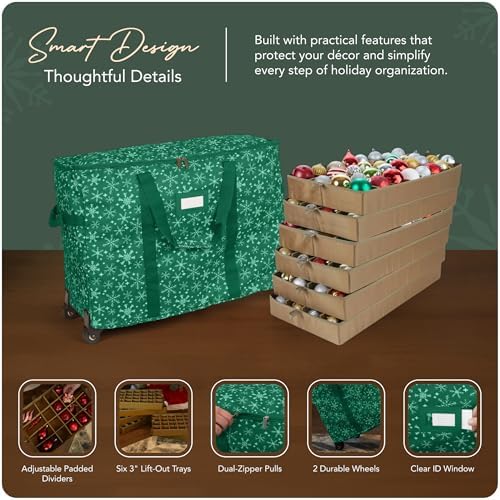 Covermates Rolling Adjustable Ornament Storage Bag, 25.5"W x 13"D x 18.5"H - Image 4