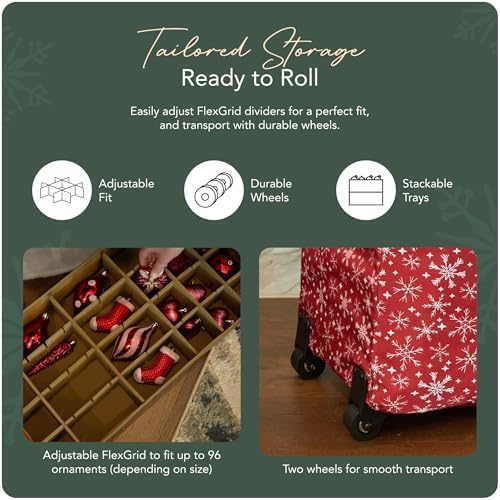 Covermates Rolling Adjustable Ornament Storage Bag, 25.5"W x 13"D x 12.5"H - Image 5