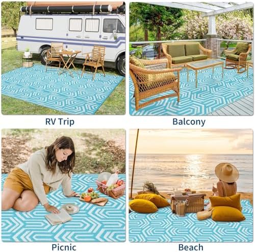 GAOMON Outdoor Rug 8x10 ft Waterproof Reversible Patio Rug - Image 6