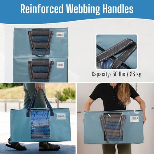 VENO Moving Bags, Wide Open Top, Clear Window, Light Blue, 8 Pack - Image 4