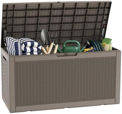 LAUSAINT HOME 320 Gallon Outdoor Storage Box, Package Delivery Box with Lockable Lid, Deck Box Outdoor Waterproof For Garden Tools, Patio Cushions(320 Gallon,Grey) by LAUSAINTHOME