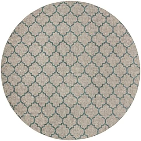 Unique Loom Outdoor Trellis Collection Area Rug - Trellis (Round 13' 0" x 13' 0", Gray/ Ivory) by UniqueLoom