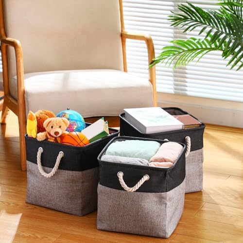 meekoo 8 Pack Fabric Storage Bins Baskets, 12 x 12 x 12in, Black Gray - Image 6