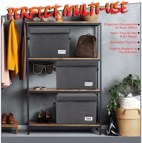 Chuangdi 6 Pcs Comic Book Storage Boxes,Charcoal Gray - Image 5