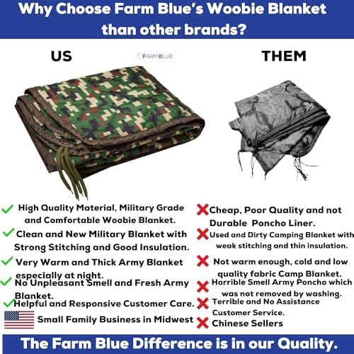 Farm Blue One of a Kind Digital Jungle Camo Army Blanket - Woobie Blanket Poncho Liner - Perfect Gear for Picnic, Hiking, or Car – Unique Custom Camo, Military Camping Blanket - Image 2