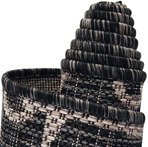Unique Loom Outdoor Coastal Collection Area Rug - Ahoy (7' 10" x 10' Oval, Charcoal/ Ivory) - Image 5