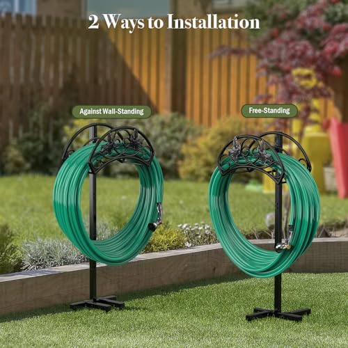 Winpull Garden Hose Holder Detachable, Heavy Duty Metal Water Hose Hanger Freestanding Hose Organizer Hose Holders for Outside (Black) - Image 4