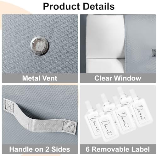 Comforter Storage Bag - Extra Large Capacity Blanket Storage Bags 3-Layer Ultra Space Saving Self Compression Organizer, Washable Compression Bags for Storage Comforter Blanket, 6-Pack, Grey - Image 6