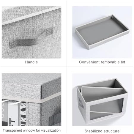 Homsorout Large Storage Baskets with Lids - Stackable Cube Bins for Closet, 6 Pack Windows Organizer Bins, Home Organizers and Storage for Clothes, CD, Towels, Light Grey - Image 7