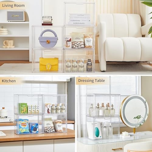 ZLLZUU Acrylic Display Case Large Clear Boxes 3 Pack Stackable Storage Bins - Image 4