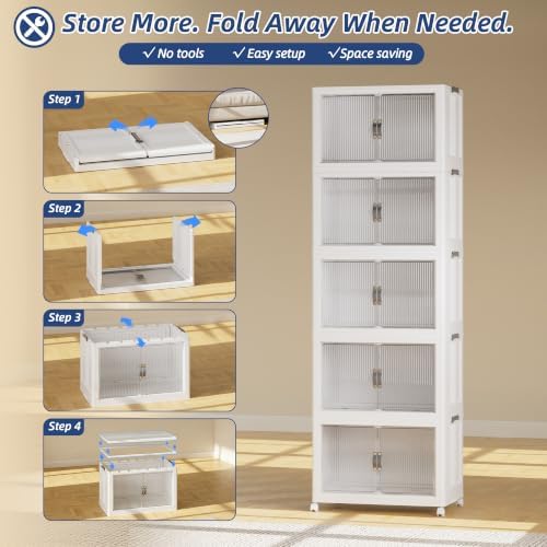 SAILUN Stackable Storage Bins with Lid, 622QT 5 Pack Gray - Image 7