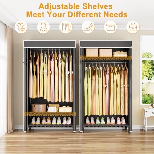 ULIFHOME H5C Clothes Rack with Cover, Covered Clothing Rack Heavy Duty - Image 4