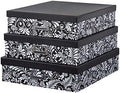 Soul & Lane - Black and White Floral Storage Boxes with Lids, Set of 3 by SoulLane