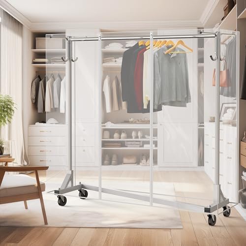 Simple Houseware Industrial Grade Z-Base Garment Rack w/Cover Tube Bracket - Image 2