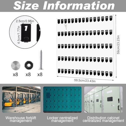 Beeveer Acrylic Key Holder Board with 75 Hooks, Wall Mount Organizer, Clear - Image 2