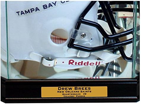 Football Helmet Display Case - Octagon with Sport Moulding (Black w Engraving) - Image 2