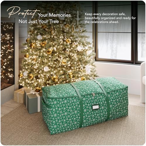 Covermates Christmas Tree Cinch Bag, 48" W x 20" D x 20" H, Green Snowflake - Image 2