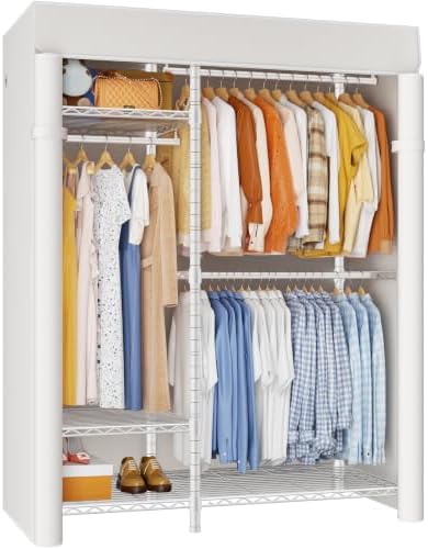 ULIFHOME F7C Medium Clothes Rack with Cover, 6-Tier Covered Clothing Rack by UlifHome