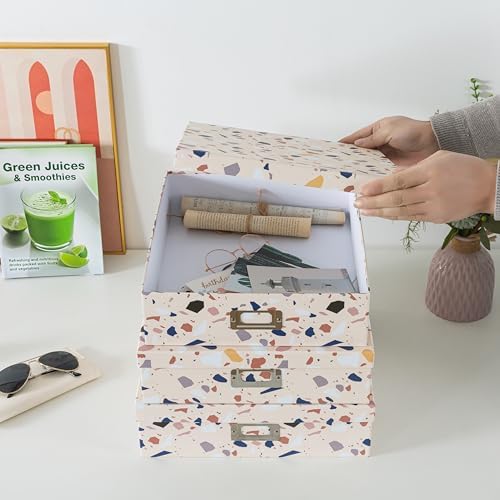 Soul & Lane - Cardboard Storage Boxes with Lids, Set of 3, Terrazzo - Image 2