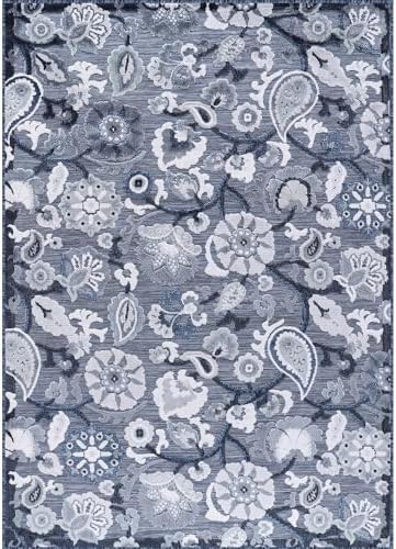 Luul Home Floral Indoor Outdoor Rugs 9x12 Large Area Rug for Living Room, Patio Decor, Kitchen, and Entryway Rug, Washable Stain Resistant Outside Carpet Navy 9 x 12 - Image 3