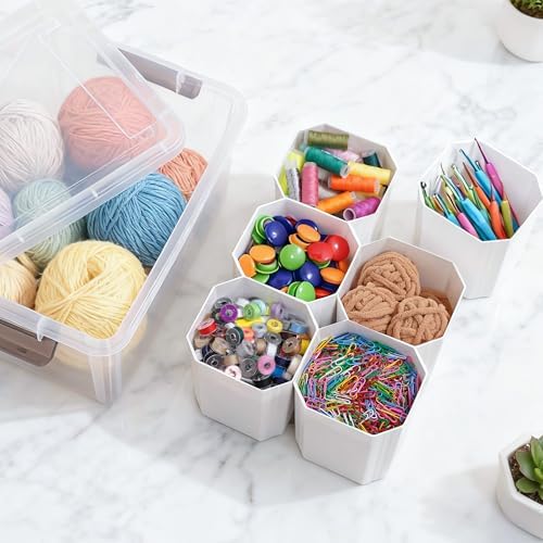 Citylife 17QT 2-Pack Clear Storage Bins with Lid 6 inserts Stackable - Image 6
