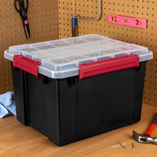 Sterilite 8 Pack Gasket Box, Stackable Plastic 8.5 Gallon Storage Container with Lids, Black - Waterproof and Dustproof Tote for Home Organization - Image 5