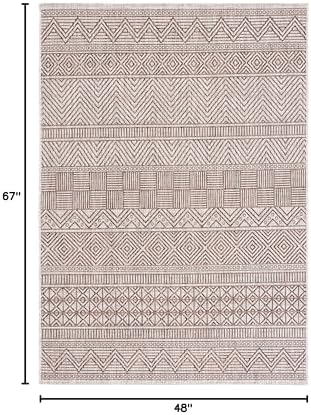 SAFAVIEH Washable Rug Outdoor Courtyard Collection - 4' x 5'7", Grey & Brown, Non-Shedding & Easy Cleaning, Ideal for Patio, Backyard, Mudroom (CY8196-36312) - Image 5
