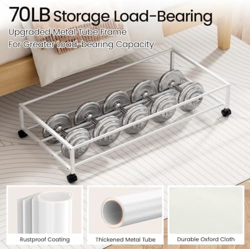 Yecaye 70L Large Under Bed Storage Containers with Wheels, 2 Pack, Beige - Image 5