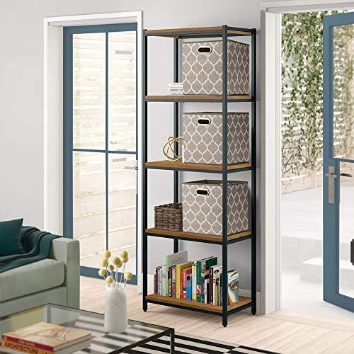 Storage Cubes Bins Fabric 13x13 Inch Brown Storage Boxes Foldable Storage Baskets Printed Cloth Collasible Storage Inserts Cube for Organizing ,QY-SC01-6 - Image 7
