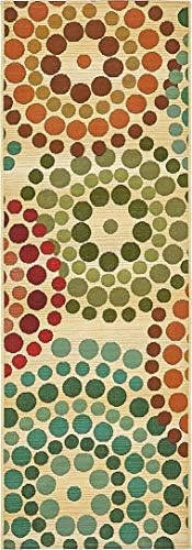 Unique Loom Outdoor Modern Collection Area Rug - Spark (2' x 6' 1" Runner, Beige/ Burgundy) - Image 3