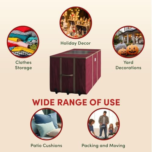 Elf Stor Christmas Tree Storage Bag with Wheels, Red, 67” x 28” x 24” - Image 6