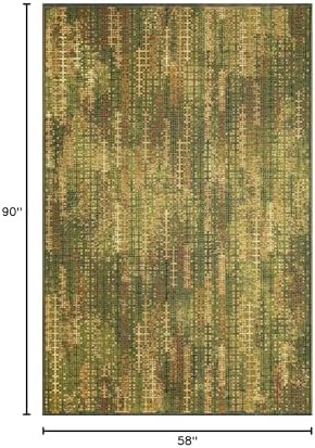 Liora Manne Marina Indoor/Outdoor Power Loomed Synthetic Blend Durable Area Rug - Contemporary Texture Global Colorful (Sienna Green) (4'10" x 7'6") - Image 2