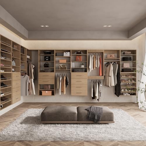 ROOMTEC 25.5" Double Hanging Closet Unit, Modular Closet System with Hanging Rod, Wardrobe Organizer for Bedroom or Walk-in Closet, Wall Mounted, Customizable Clothes Storage Unit, Wood - Image 5