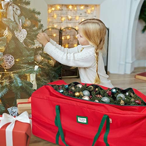 HOLDN’ STORAGE Christmas Tree Bag Heavy Duty 600D Oxford - Christmas Tree Bags Storage Fits Up To 9Ft, Extra Wide, Waterproof Storage Bags with Reinforced Handles & Zipper - Red - Image 2