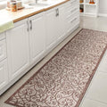 Eyely Filigree Weave Runner Rug 2X8 Taupe/Espresso, Indoor Outdoor Rug by eyely