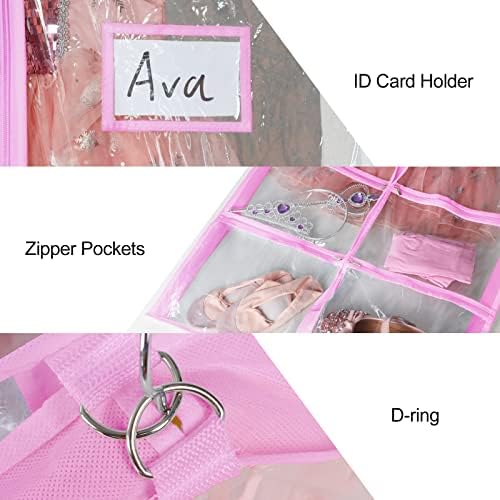 Univivi 40 Inch Dance Costume Garment Bags for Dancers, Clear Pink, 3 Pack - Image 3