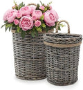 AceList 2-Pack Woven Wicker Wall Hanging Baskets, Grey Willow Wall Pocket Decor for Faux Florals & Storage - Two sizes Nesting Farmhouse Baskets for Entryway, Living Room & Door by AceList