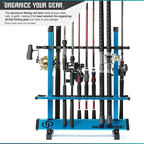 Savior Equipment Fishing Rod Rack Holder Organizer, 24-48 Slots to Hold Fresh Salt Water Spinning Rods & Reel Combo, Lightweight Aluminum Vertical Fish Pole Garage Storage Ground Display Stand - Image 2
