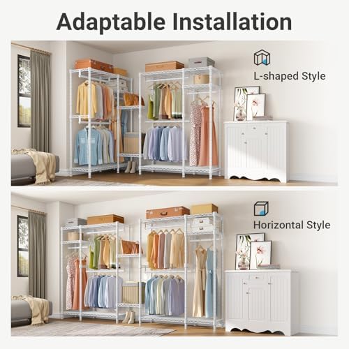 VIPEK V2 Heavy Duty Clothes Rack, Metal Closet Rack Organizer, White - Image 6