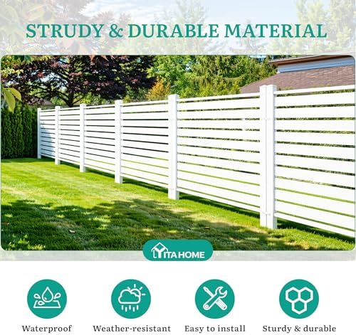 YITAHOME 44" W X 44" H Air Conditioner Fence Privacy Screen, Outdoor Trash Can Enclosure with Metal Stakes, Vinyl Pool Equipment Enclosure (4 Panels, White) - Image 3
