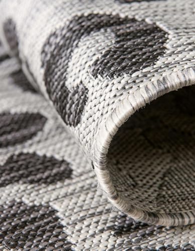 Unique Loom Outdoor Safari Collection Area Rug - Leopard (10' Round Light Gray/Gray) - Image 4