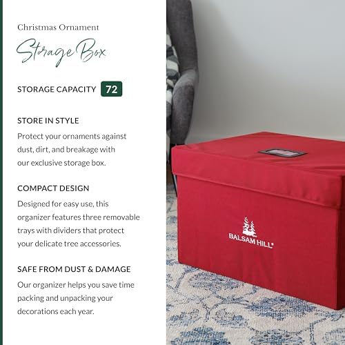 Balsam Hill Bauble Storage Bag - 72-Piece Christmas Ornament Storage Box with Drawer-Style Trays for Christmas Tree Ornaments Organization - Image 2