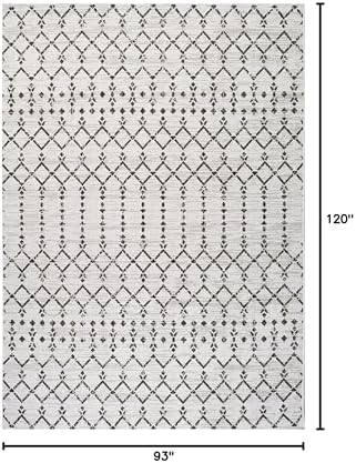 Eyely Moroccan Textured Weave Area Rug 8X10 Cream/Black, Indoor Outdoor Rug - Image 2