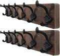 WEBI Rustic Coat Rack Wall Mount,24" Long 6 Cast Iron Coat Hooks Wall Mounted,Heavy Duty Farmhouse Wood Coat Hanger Wall Antique Vintage Hooks for Hanging Jacket,Clothes,Backpack,Rustic Brown,2 Packs by WEBI