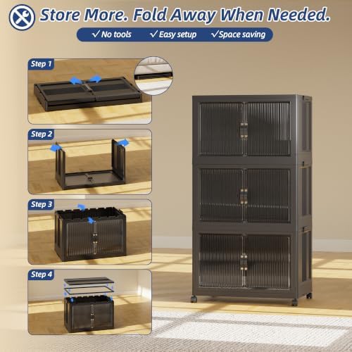 SAILUN Stackable Storage Bins with Lid, 104QT 3Pack Black - Image 6