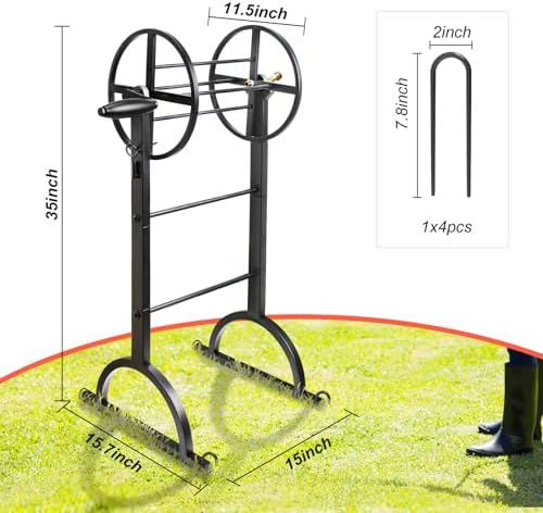 Garden Hose Reel,Upgrade Garden Hose Holder,Outside Heavy Duty Metal Freestanding Water Hose Holder Winder,Holds Up 150FT 1/2" Hose for Garden Lawn Yard - Image 6