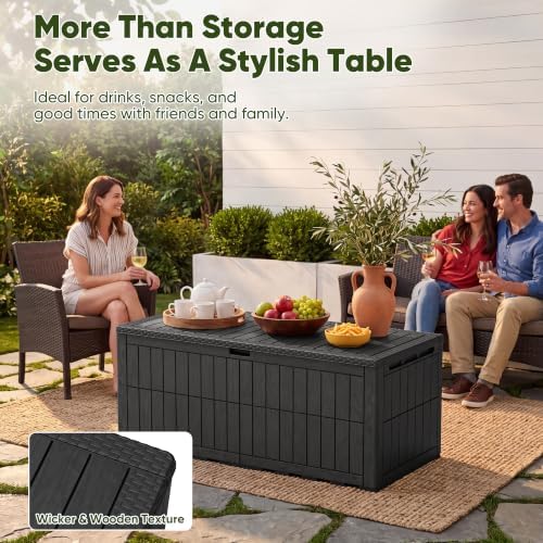 Devoko 185 Gallon Deck Box Resin Outdoor Storage Box Waterproof - Image 3
