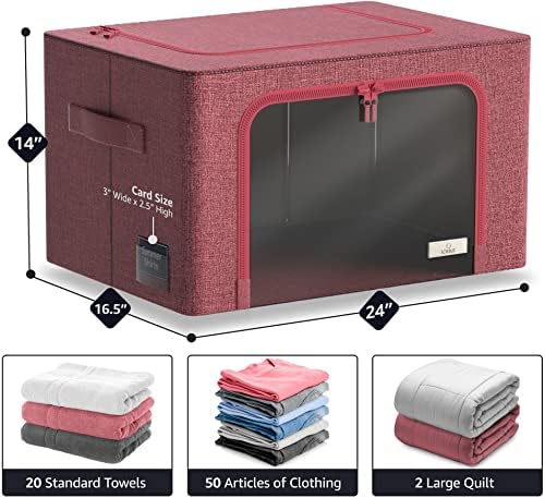 Sorbus Jumbo Clothing Storage Bins with Clear Window (4 Pack, Pink) - Image 4