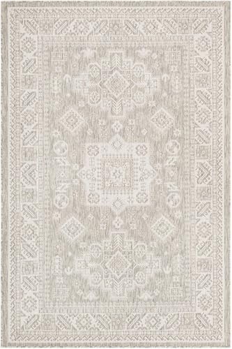 Rugs.com - Outdoor Aztec Rug – 5' 3 x 8' Light Gray Indoor/Outdoor Rug – Easy-Clean for Patios, Decks, and Porches - Image 3